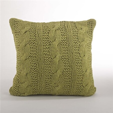 Saro Lifestyle SARO 1020.GS20S 20 in. Cable Knit Design Down Filled Cotton Throw Pillow Grass 1020.GS20S